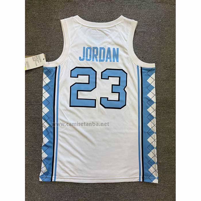 Camiseta NCAA North Carolina Tar Heels Michael Jordan NO 23 Blanco